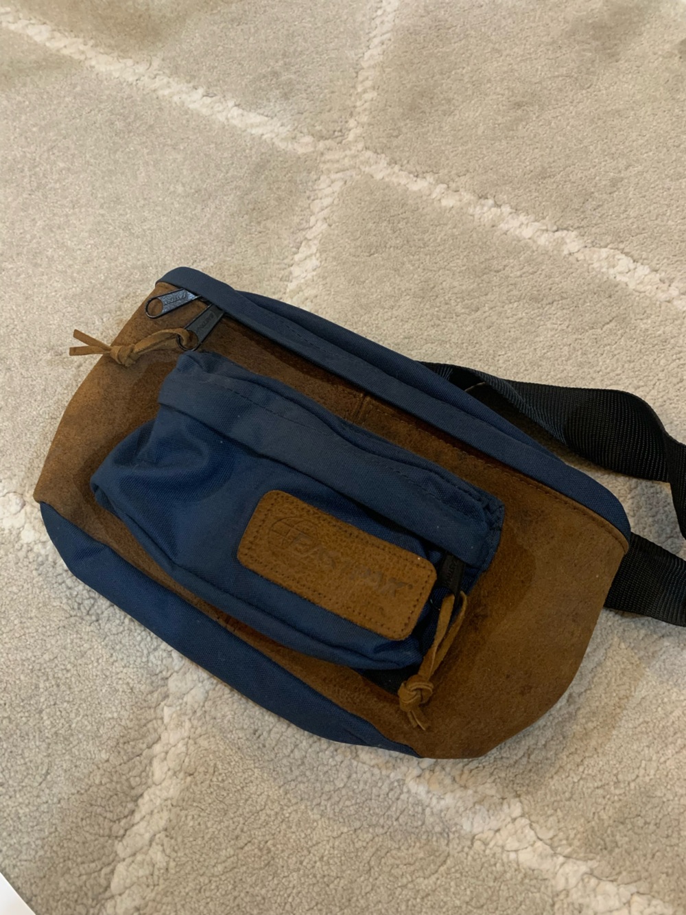 Eastpak vintage Navy and Brown Suede Belt Bag